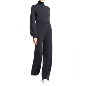 Theory Grey Turtleneck Jumpsuit in Wool-Cashmere